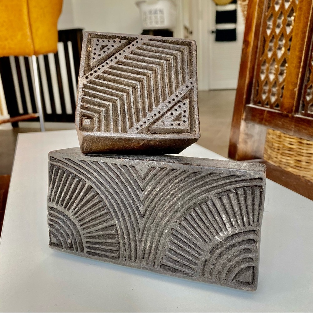 WOOD STAMP block wall hook set